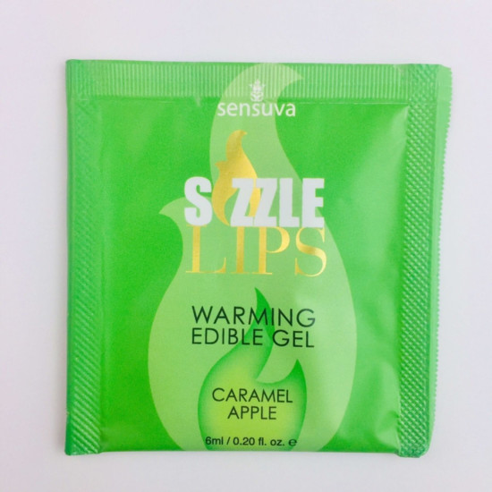 Пробник массажного геля со вкусом яблочной карамели Sensuva Sizzle Lips Caramel Apple, 6 ml