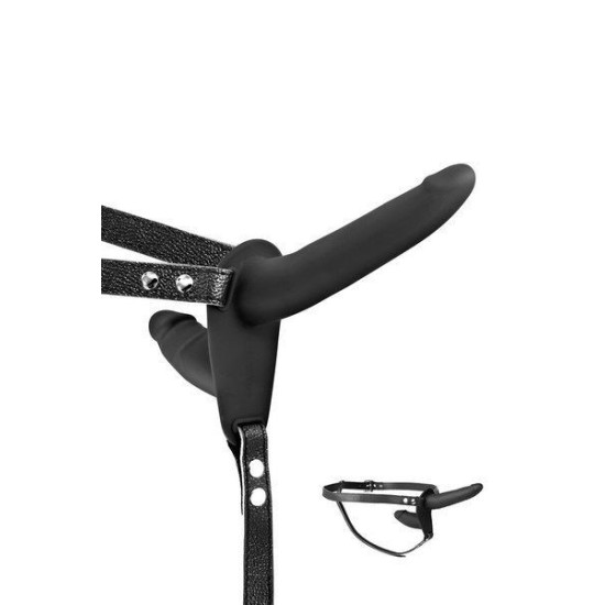 Двухсторонний страпон, черный Fetish Tentation Strap-On with Double Dildo Black