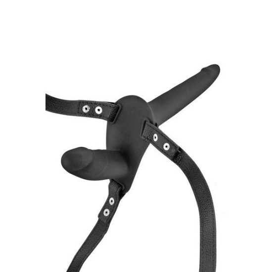 Двухсторонний страпон, черный Fetish Tentation Strap-On with Double Dildo Black