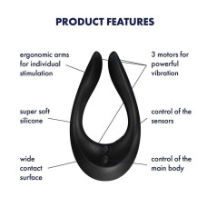 Вибратор для пар с 3 моторами, многофункциональный, черный Satisfyer Endless Joy Black