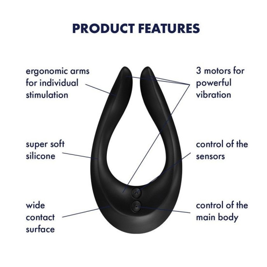 Вибратор для пар с 3 моторами, многофункциональный, черный Satisfyer Endless Joy Black