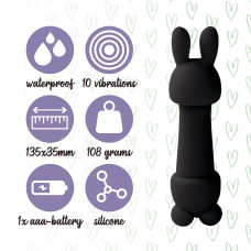 Мини-вибратор с двумя насадками, чёрный FeelzToys Mister Bunny Black