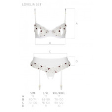 Комплект білизни (ліф, трусики, пояс для панчіх), білий Lovelia Set White, L/XL