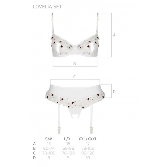 Комплект білизни (ліф, трусики, пояс для панчіх), білий Lovelia Set White, L/XL