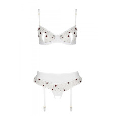 Комплект білизни (ліф, трусики, пояс для панчіх), білий Lovelia Set White, L/XL