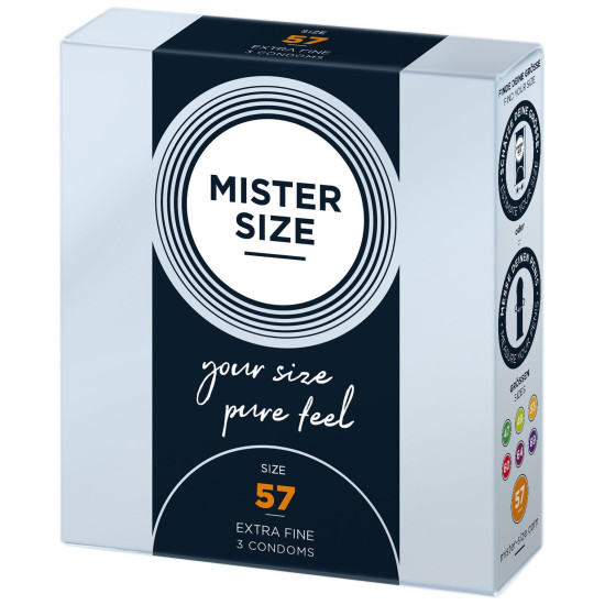 Презервативи для пеніса довжиною 11,3-12,7 см, 3 шт Mister Size - pure feel 57