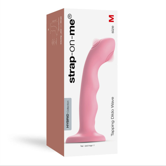 Насадка для страпона с двойной точечной пульсацией, розовая Strap-On-Me Tapping Dildo Wave Coral Pink