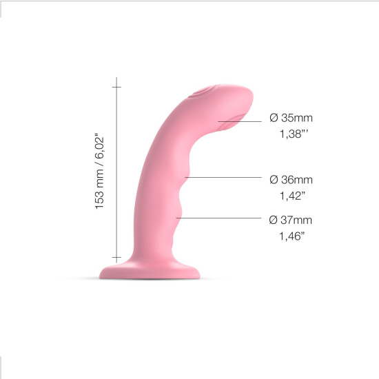 Насадка для страпона с двойной точечной пульсацией, розовая Strap-On-Me Tapping Dildo Wave Coral Pink
