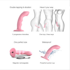 Насадка для страпона з подвійною точковою пульсацією, рожева Strap-On-Me Tapping Dildo Wave Coral Pink
