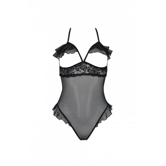 Еротичне боді з відкритими чашками, чорне Passion Dolly Body Black, S/M