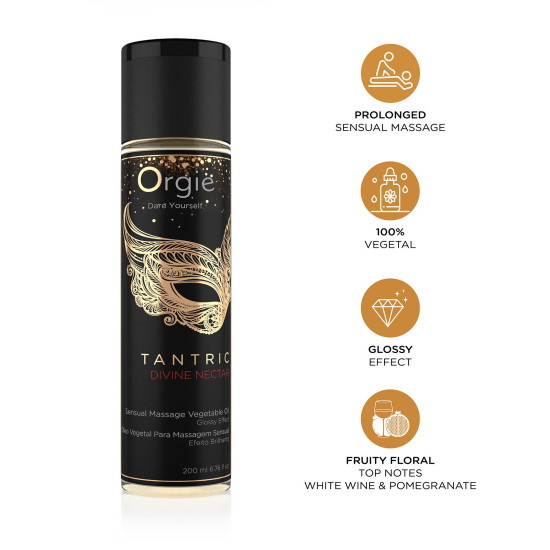 Увлажняющее массажное масло для тантрического массажа Orgie Tantric Divine Nectar, 200 ml