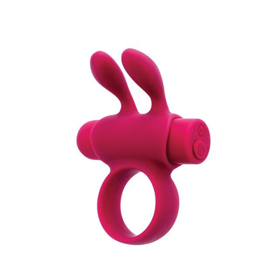 Эрекционное виброкольцо со съемной вибропулей и ушками, розовое S Pleasures Premium Rabbit Ring