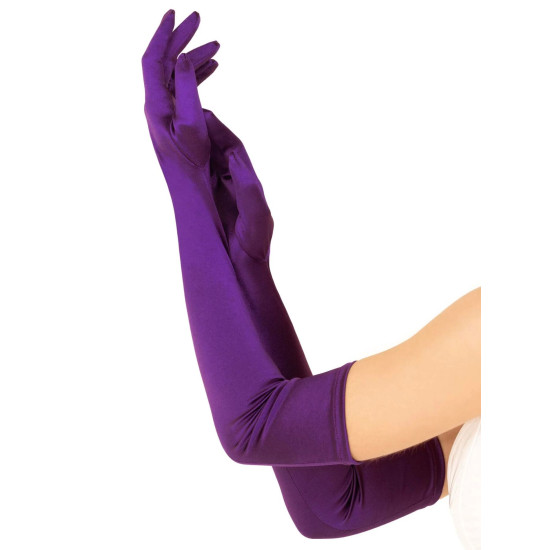 Длинные атласные перчатки, фиолетовые Leg Avenue Extra Long Satin Gloves Purple, One Size
