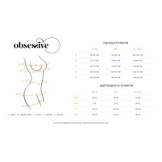 Корсет з мереживною обробкою, чорний Obsessive Arrowel Corset Black, L/XL