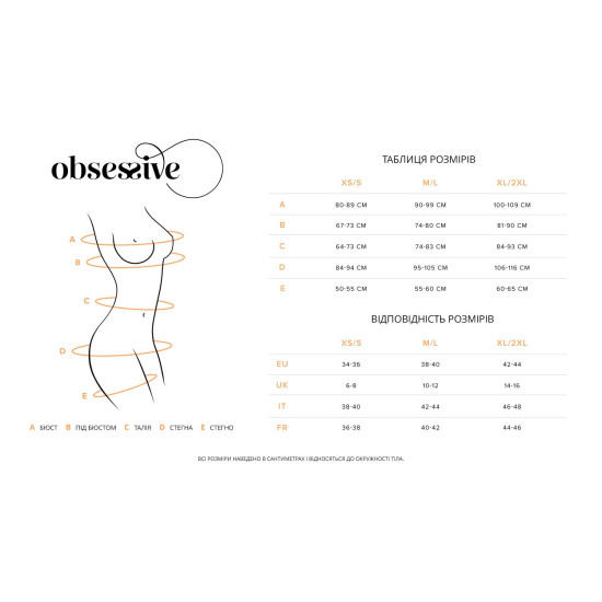 Корсет з мереживною обробкою, чорний Obsessive Arrowel Corset Black, L/XL