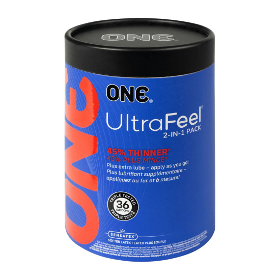 Ультратонкие презервативы с дополнительной смазкой в тубусе, 36 шт ONE Ultra Feel