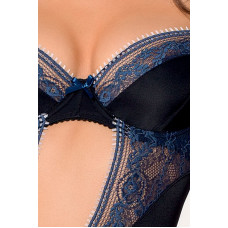 Корсет чорного кольору з пажами (трусики в комплекті) GISELE CORSET, L/XL
