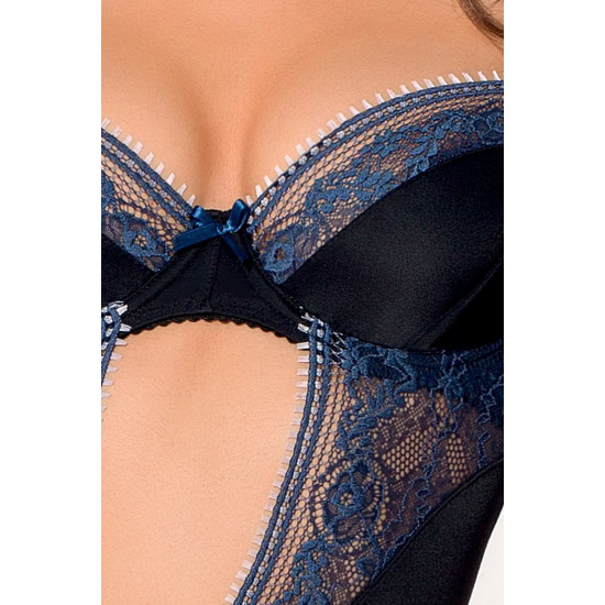 Корсет чорного кольору з пажами (трусики в комплекті) GISELE CORSET, L/XL