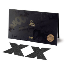Наклейки на соски в виде крестов, черные Bijoux Indiscrets Flash Cross Black