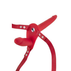 Двухсторонний страпон с вибрацией, красный Fetish Tentation Vibrating Strap-On with Double Dildo Red
