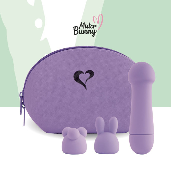 Мини-вибратор с двумя насадками, фиолетовый FeelzToys Mister Bunny Purple