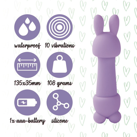 Мини-вибратор с двумя насадками, фиолетовый FeelzToys Mister Bunny Purple