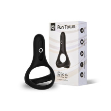 Двойное эрекционное кольцо, черное, управление со смартфона Fun Town Rise Black