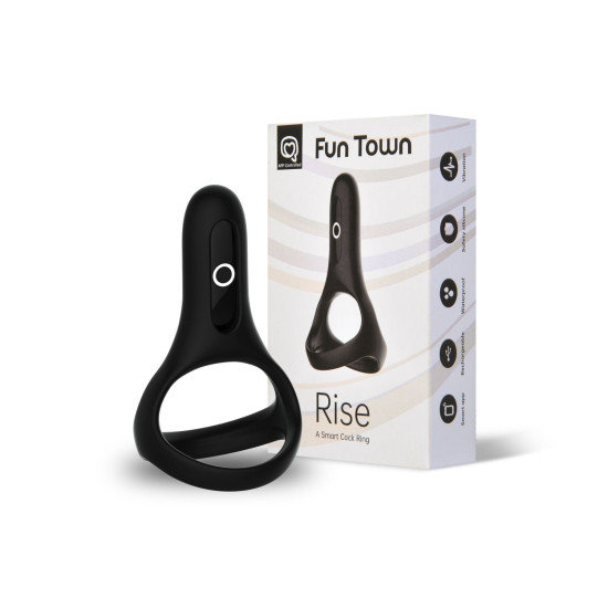 Подвійне ерекційне кільце, чорне, управління зі смартфона Fun Town Rise Black