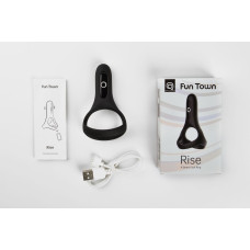 Двойное эрекционное кольцо, черное, управление со смартфона Fun Town Rise Black