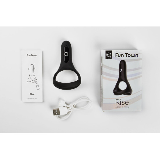 Подвійне ерекційне кільце, чорне, управління зі смартфона Fun Town Rise Black