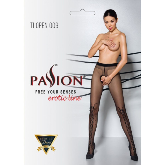 Колготки з відкритим доступом, імітація ботфорт, 20 den Passion Tiopen 009 Black, 1/2