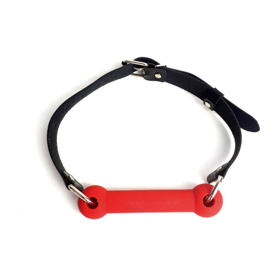 Кляп-палиця з силікону та натуральної шкіри, червоний Art of Sex Gag Stick Silicon