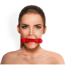 Кляп-палиця з силікону та натуральної шкіри, червоний Art of Sex Gag Stick Silicon