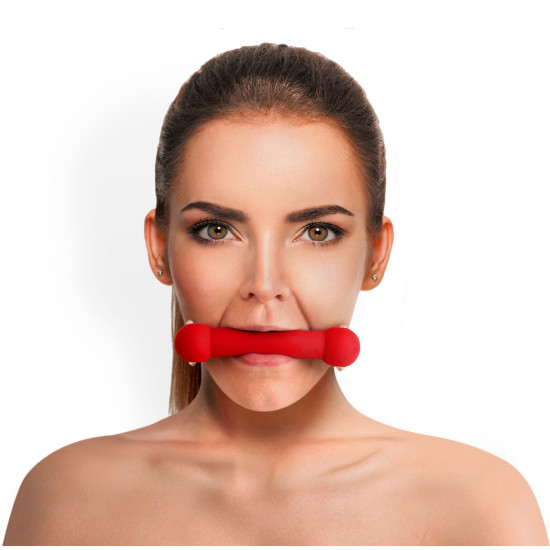Кляп-палиця з силікону та натуральної шкіри, червоний Art of Sex Gag Stick Silicon