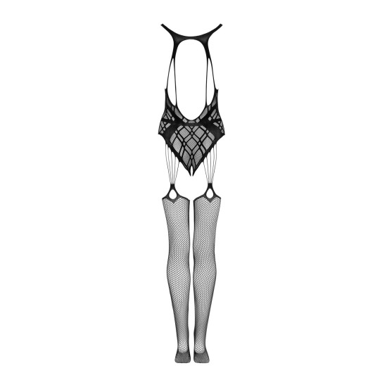 Чёрный бодистокинг с силуэтным рисунком Obsessive Bodystocking G324 Black, XL/XXL