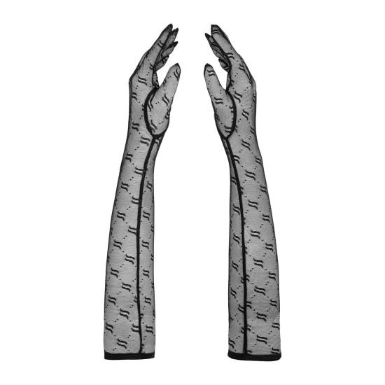 Чёрные сетчатые длинные перчатки Obsessive Obsessivia Gloves Black, One Size