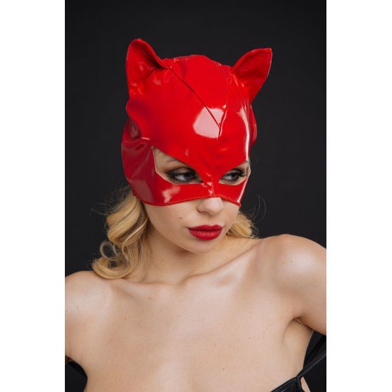 Еротична лакована маска «Кішечка», червона D&A Cat Lacquered Mask Red