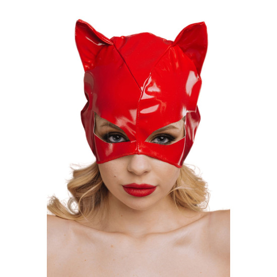 Еротична лакована маска «Кішечка», червона D&A Cat Lacquered Mask Red