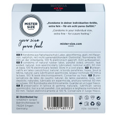 Презервативи для пеніса довжиною 12,7-13,7 см, 3 шт Mister Size - pure feel 60