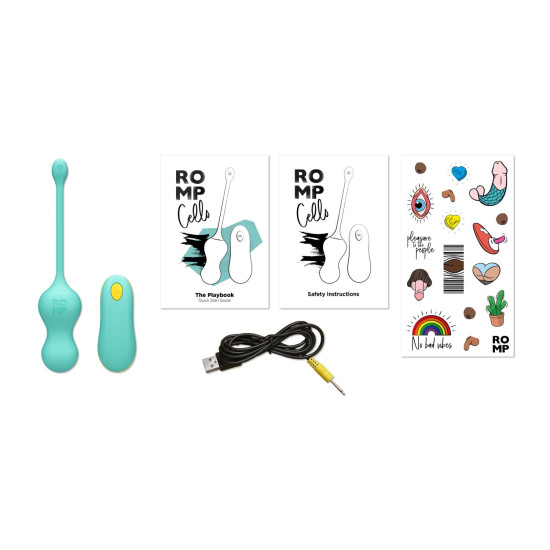 Віброяйце для точки G з пультом управління, водонепроникне Romp Cello Light Teal