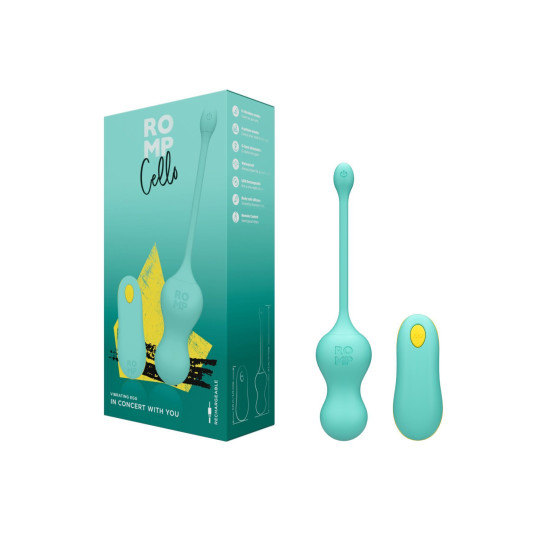 Віброяйце для точки G з пультом управління, водонепроникне Romp Cello Light Teal