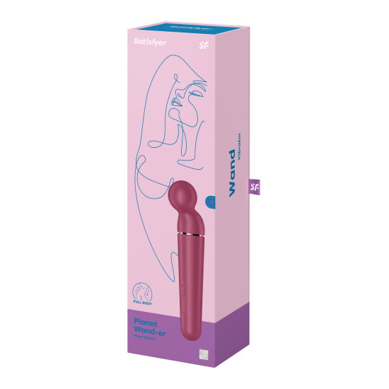 Мощный беспроводной вибромассажер, бордово-золотой Satisfyer Planet Wand-er Berry/Rosegold