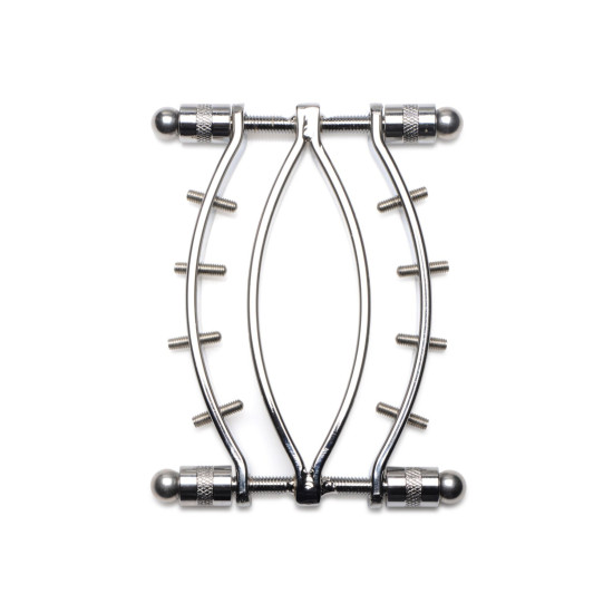 Зажим для половых губ с регулируемым давлением, Master Series Spread'Em Poker Vagina Clamp with Adjustable Pressure Screws