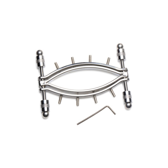 Зажим для половых губ с регулируемым давлением, Master Series Spread'Em Poker Vagina Clamp with Adjustable Pressure Screws