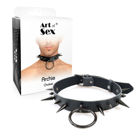 Мужской чокер с шипами Art of Sex Archie Leather and Spikes