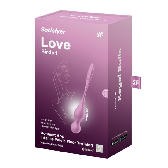 Вагинальные смарт-шарики с вибрацией, 78 г, розовые Satisfyer Love Birds 1 Connect App Pink