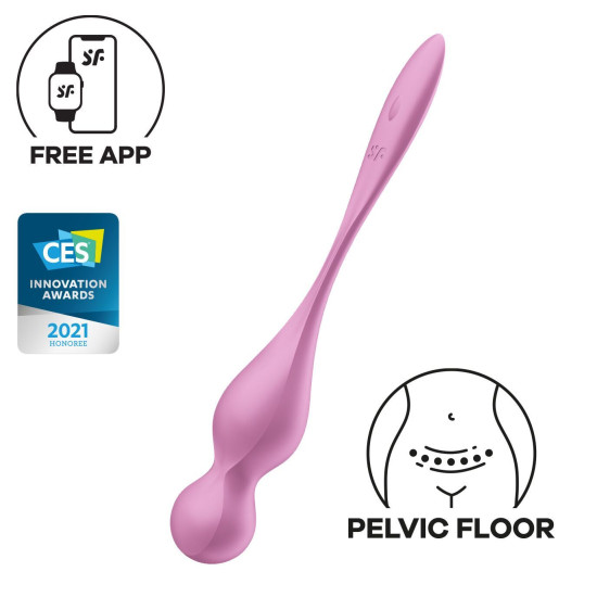 Вагинальные смарт-шарики с вибрацией, 78 г, розовые Satisfyer Love Birds 1 Connect App Pink