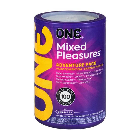 Набор презервативов, мегапак тюб ONE Mixed Pleasures, 100 шт