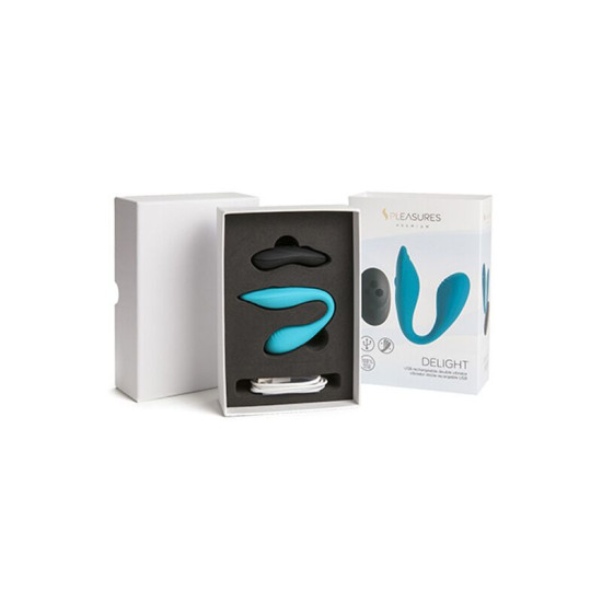 Подвійний вібратор для клітора і точки G, бірюзовий, 10 режимів S Pleasures Premium Delight