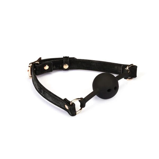 Воздухопроницаемый кляп с силиконовым шариком, диаметр 4.3 см, черный Liebe Seele Boudoir Amor Ball Gag Black